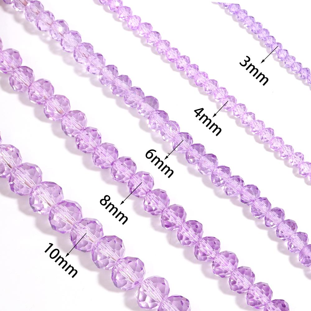 3/4/6/8/10mm Light Purple Faceted Crystal Beads Glass Loose Spacer Beads For Jewelry Making DIY Bracelets Necklace Accessories