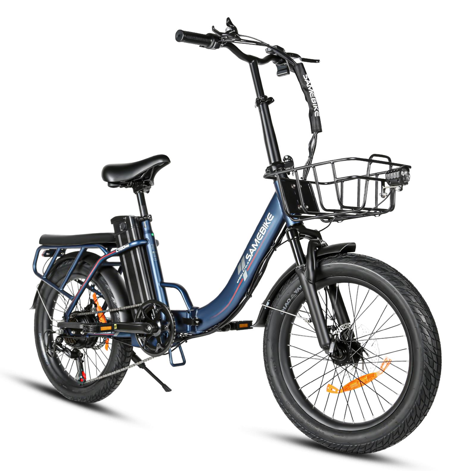 SAMEBIKE CY20 Pro Faltbares Elektrisches Citybike mit 36V 13Ah Akku, Shimano 7-Gang dunkelblaue