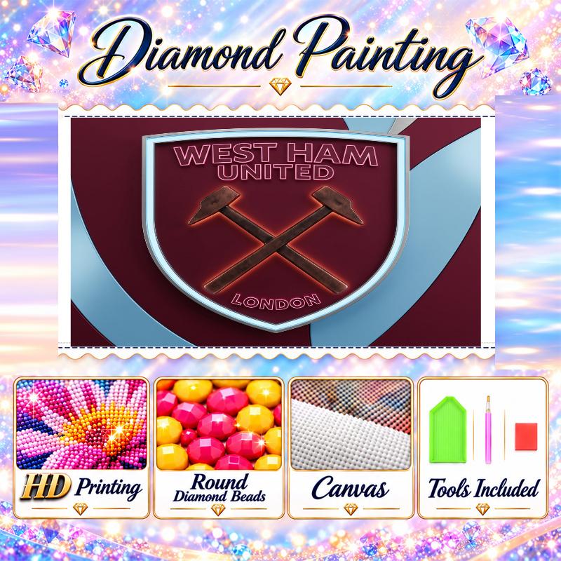 West Ham United Football Diamond Painting Kit 5D Full Drill DIY Diamond Mosaic Wall Art Home Decor