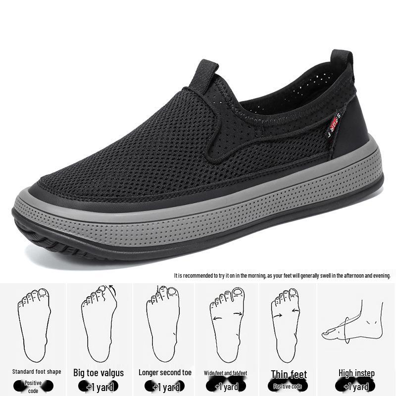 Men's Spring/Summer Slip-On Mesh Casual Shoes – Odorless & Durable for Middle-Aged and Elderly