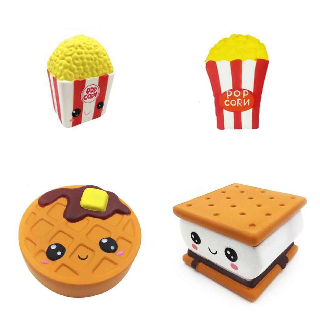 Adorable Squishy Ice Cream Cone Pu Filled Cookie And Waffle Pizza Simulation Toy