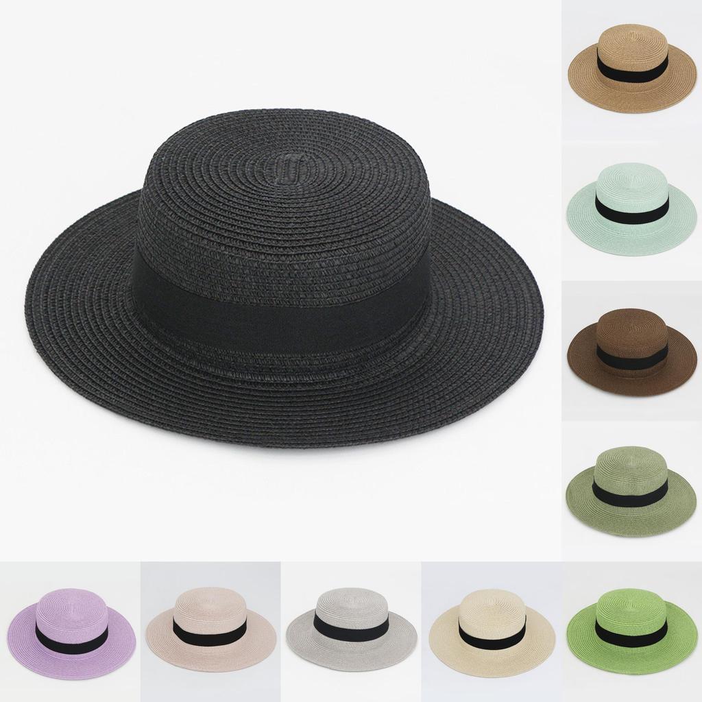 Trendy Summer Straw Hat With Wide Brim For Vacation Sun Protection