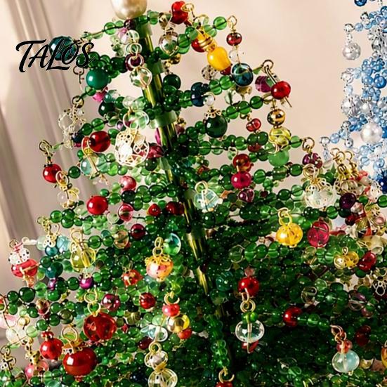 Beaded Christmas Tree Project 2 Pcs DIY Kit with LED Light, Handmade Mini Easy Assembly Craft for Beginners Faux Crystal Bead Art Craft, Sparkly