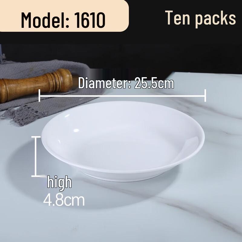 

AVADEN 10-inch Deep White Melamine Dinner Plates, Set of 10