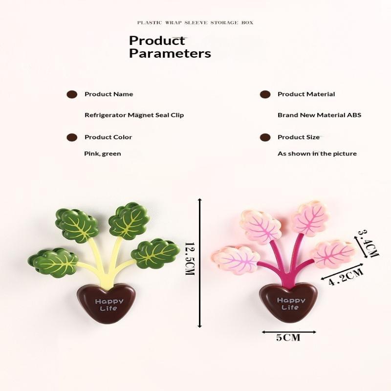 Cute Plant Shaped Magnetic Sealing Clips Strong Grip Nice Look For Kitchen Snack Sealing Fridge Decor