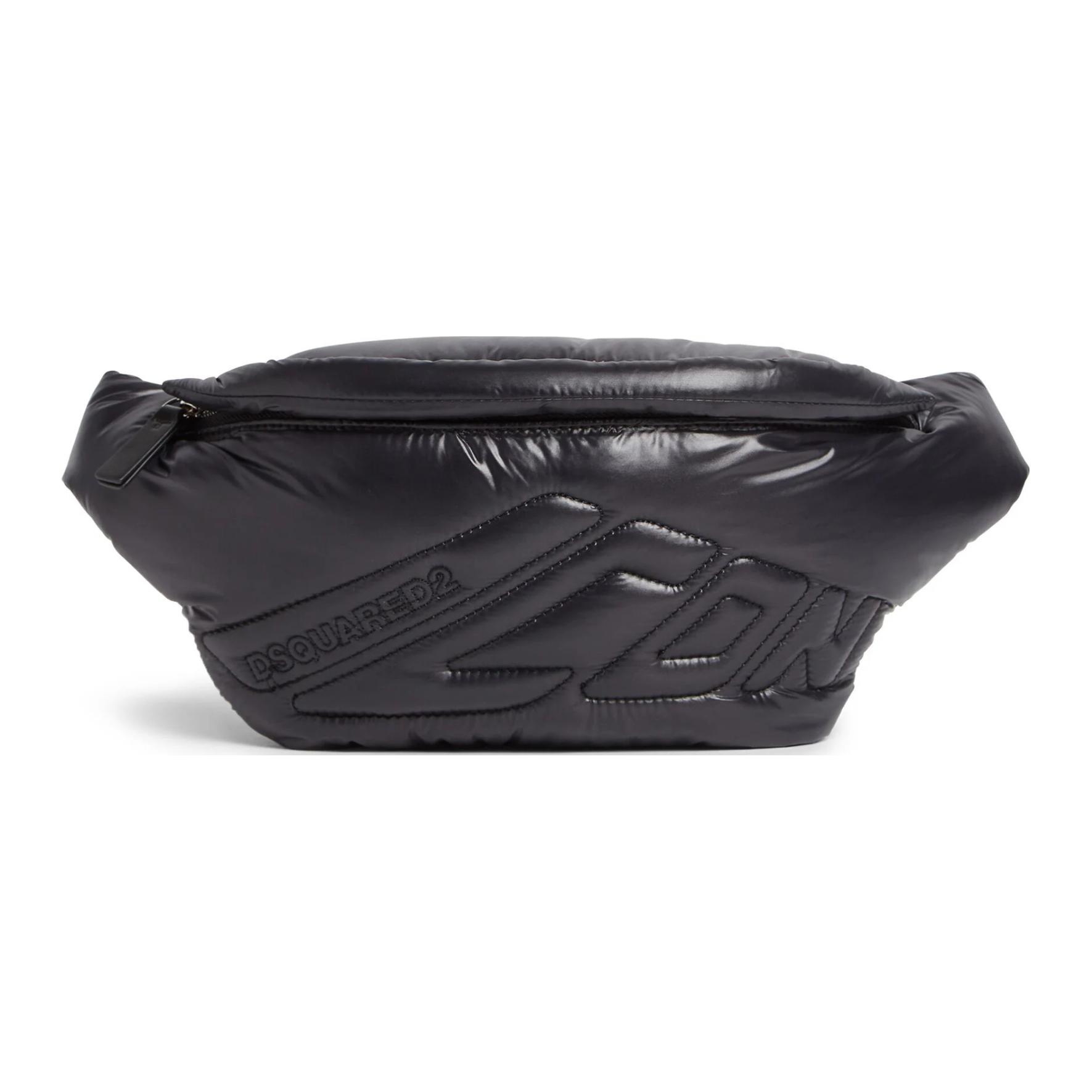 

DSQUARED2 Logo Embossed Zipper Closure Waist Bag Men waist bag Black BBM0071117023832124 Basic Set (Bag+Dust Bag)