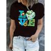 Women's Love Earth Print T-Shirt Casual Short Sleeve Summer Vacation Fashion Top
