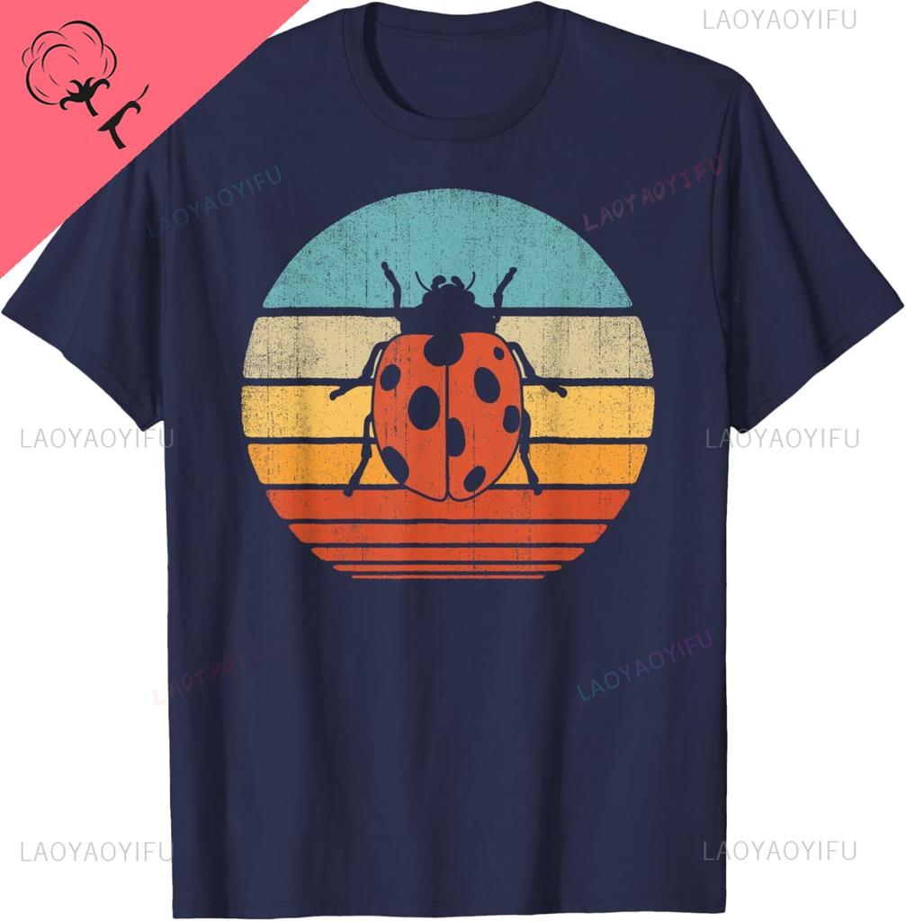 Ladybug Retro Vintage 60s 70s Sunset Bug Insect Men Women TShirt Funny Shirt Harajuku Casual Custom TShirt Camisas