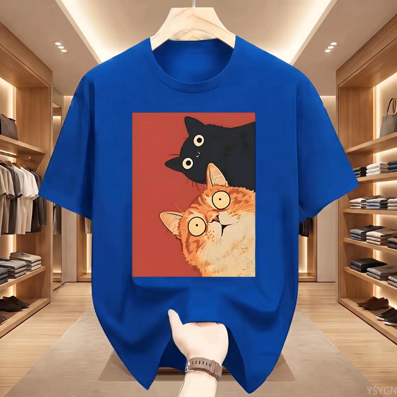 Kawaii Vintage Black Cat Print Tshirt Korean Style Casual Streetwear Cotton T Shirt For Unisex And Unisex Streetwear Basic Tees