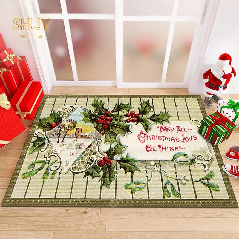 Christmas Cartoon Carpet Kawaii Non-slip Rug for Living Room Kitchen Home Decor Custom Stain-resistant Floor Mat