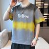 Men's Gradient Print Crew Neck T-Shirt - Casual Letter Graphic Tee