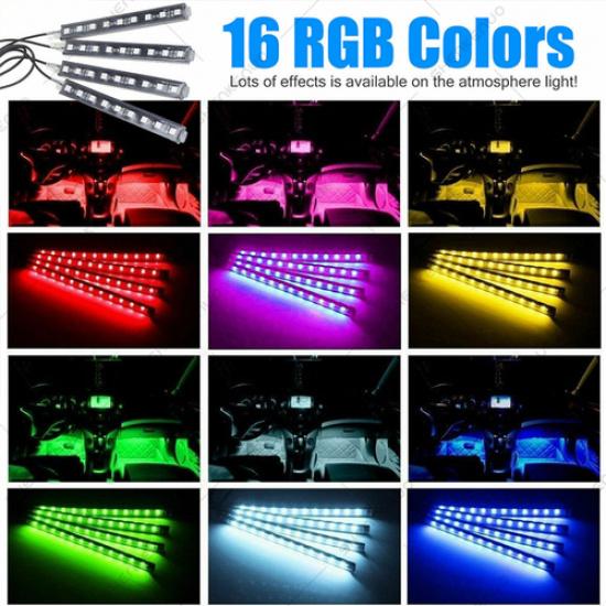 ??4pcs LED light strip for Cars Inside car Lighting interior Glow Full Color US