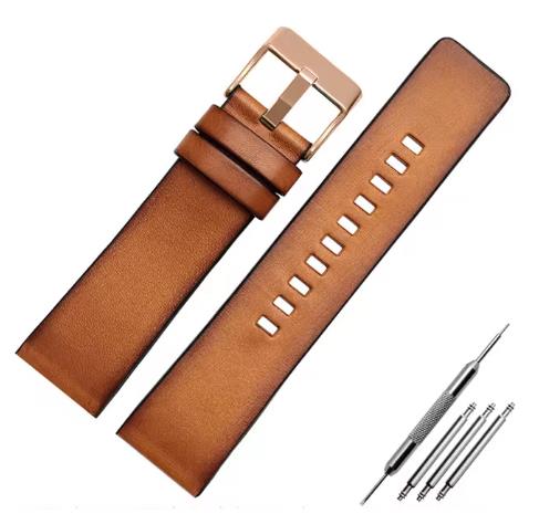 Per Diesel DZ7406 DZ7408 DZ4476 DZ4343 DZ4318 Braccialetto Retro in Pelle di Mucca Cinturino per Orologio da Uomo Cinturino Marrone 22mm 24mm 26mm Cinturino da Polso