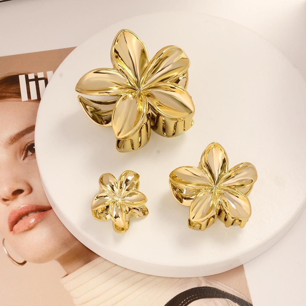 

3pcs Large Small PVC Bauhinia Flower Hair Claw Clips for Women Girls Trendy Gold Silver Color Hairpin Accessories Styling Gifts