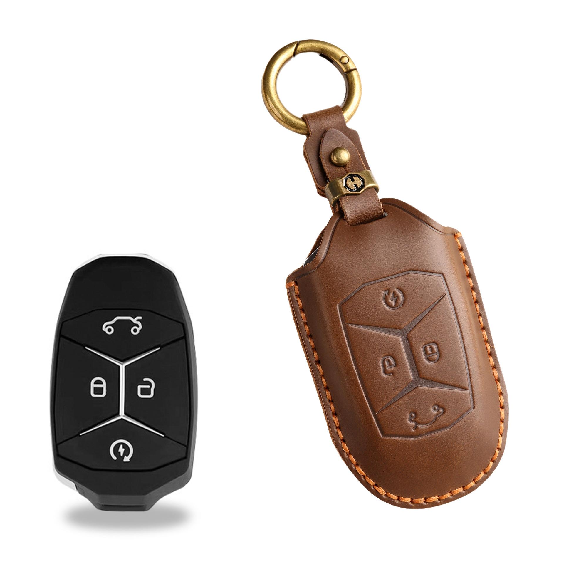 

Retro key cover is suitable for Lynk & Co 03 genuine leather 2022 special buckle pure handmade cowhide car key case коричневый