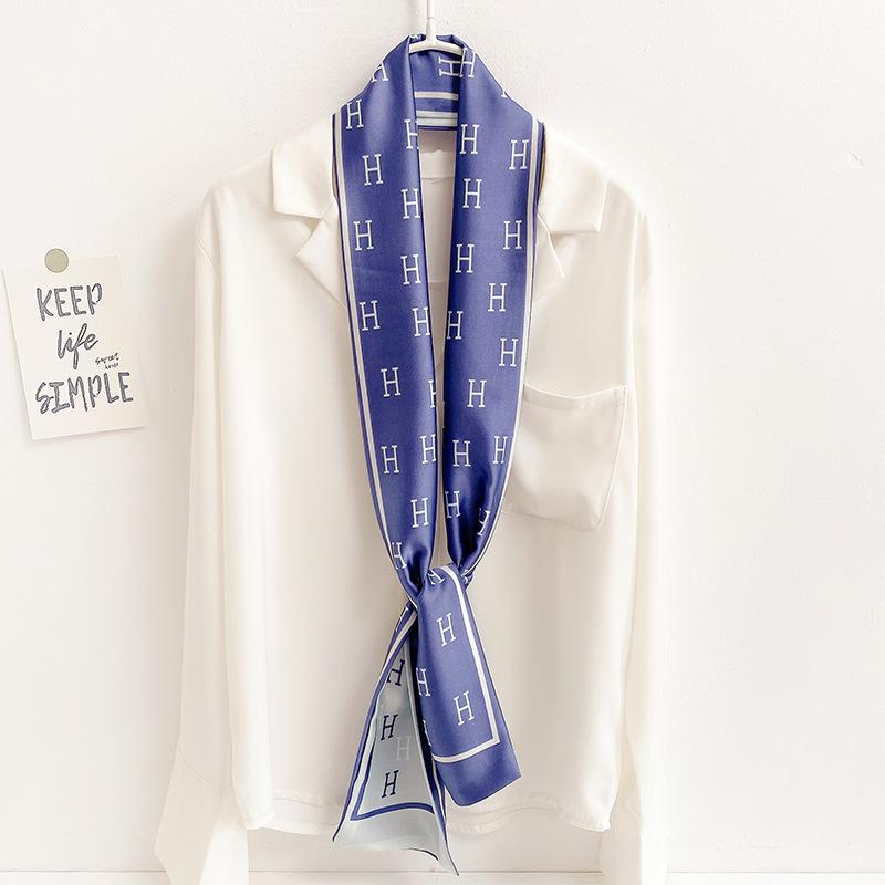 Spring and Autumn New Korean Decorative Slim Long Silk Scarf for Women, Small Neck Scarf, Ribbon Binding, Bag Strap, Headband, Winter Warm Scarf