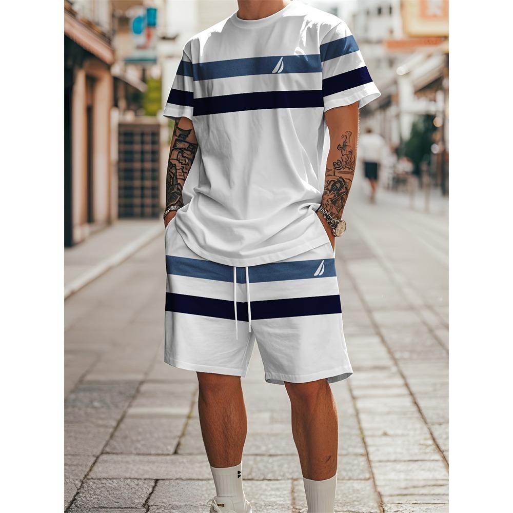 Ensemble Deux Pièces T-shirt à Manches Courtes + Short pour Homme Grande Taille S-9XL Motif Panda Dessin Animé