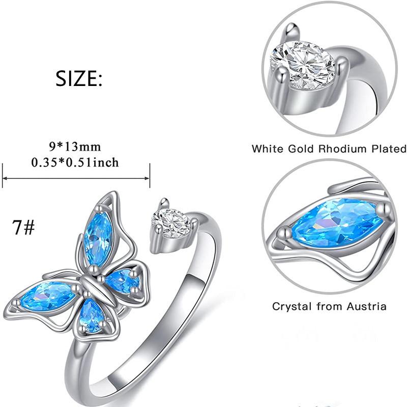 Anelli Antistress Ansia Fidget per Donna Multipli Cristallo Fiore Sole Cuore Metallo Spinner Anello Rotante Gioielli da Matrimonio