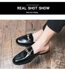 Herren Sommer Freizeit Slipper Leder Loafers: Britischer Stil, spitze Zehenpartie, Halbschuhe, minimalistische Mules.