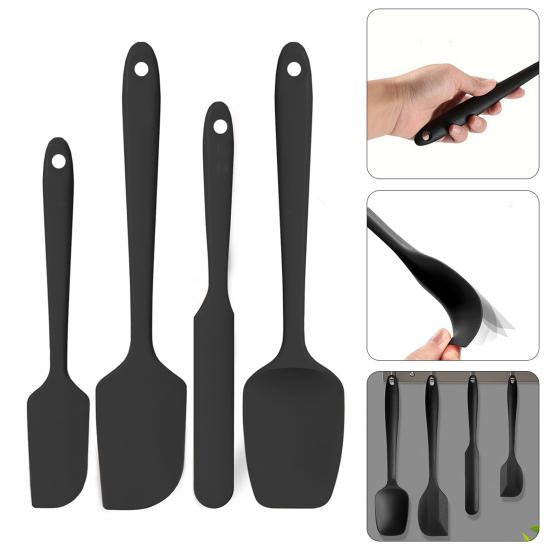 4Pcs Silicone Spatula Set Food Grade Ergonomic Handle Spatulas High Heat Resistant Kitchen Utensils for Cooking Baking Stirring Scraping Serving