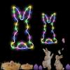 2 Pcs Easter Window Light Battery Operated LED Bunny Silhouette Lights Suction Hanging Fairy String Light for Indoor Outdoor Decor