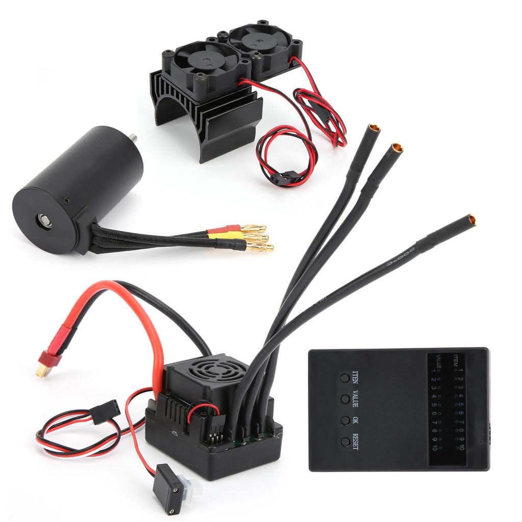 3660 3800KV Brushless Motor 80A ESC+Programmer Card Motor Heat Sink Set for 18 RC Car