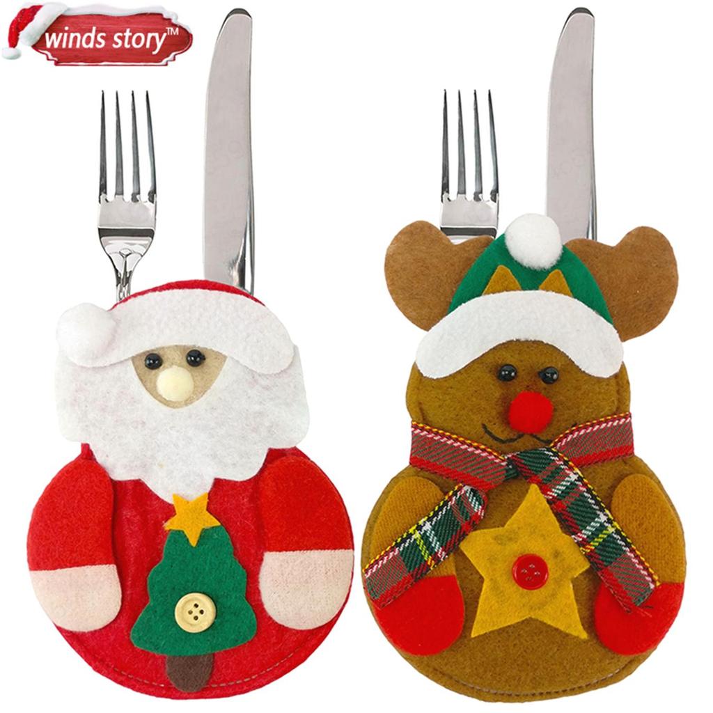 Buy Christmas Decorations Snowman Kitchen Tableware Holder Bag 4pcs