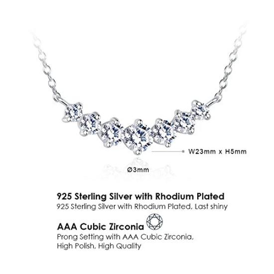 [Ashley Jewelry] Sterling Silver 925 Necklace, Simple Line Design, CZ Diamond, Women's