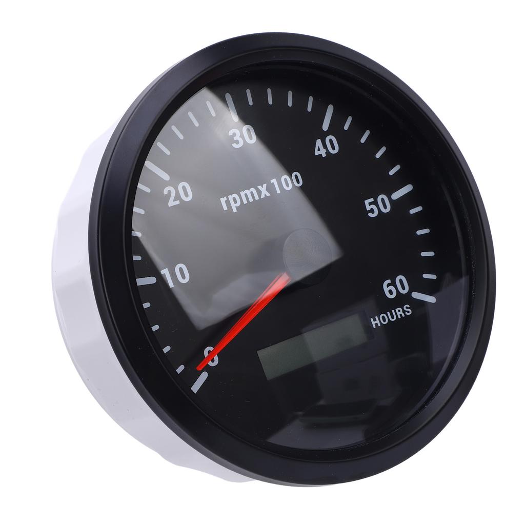 110mm 4 3 8in Tachometer 7 Color Backlight 6000RPM Gauge with Hour Meter for Truck Tractor Trailer Car RV Boat DC 9 To