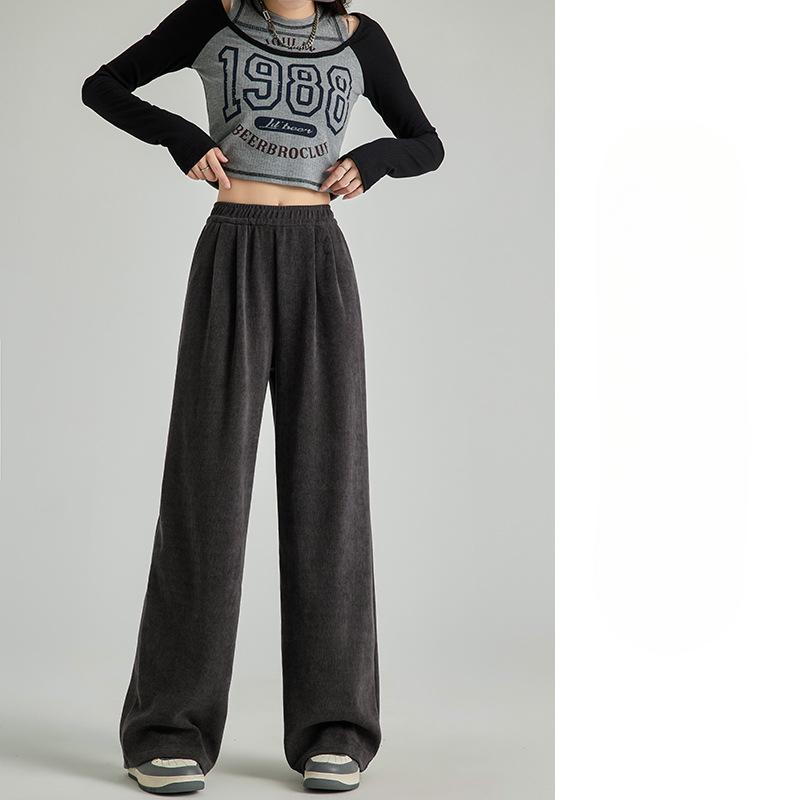 Chenille Wide-leg Pants for Women In Spring and Autumn New Loose Casual Pants High Waist Draping Straight Laziness Yamamoto Pants