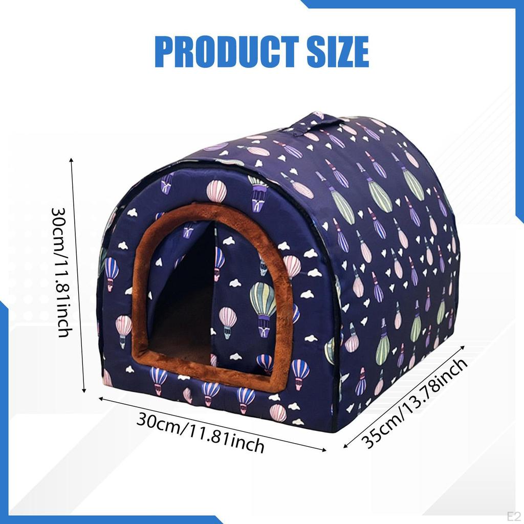 Cat Cave Bed 2 Ways Use Hut Nonslip Bottom Reusable Dog House Pet Tent for Puppy Indoor Outdoor Lawn