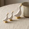3Pcs Goose Wood Table Sign, Nordic Style Minimalist Solid Wood Decorative Ducks Set, Tabletop Centerpieces for Home Office Kids Room Shelf Decor