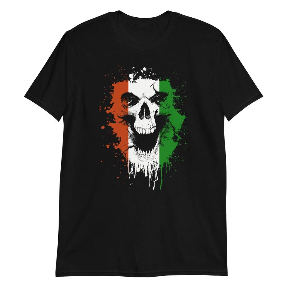 Унисекс футболка с готическим ирландским черепом, гранж, эмо, метал, хоррор, байкерская, рок, панк XL