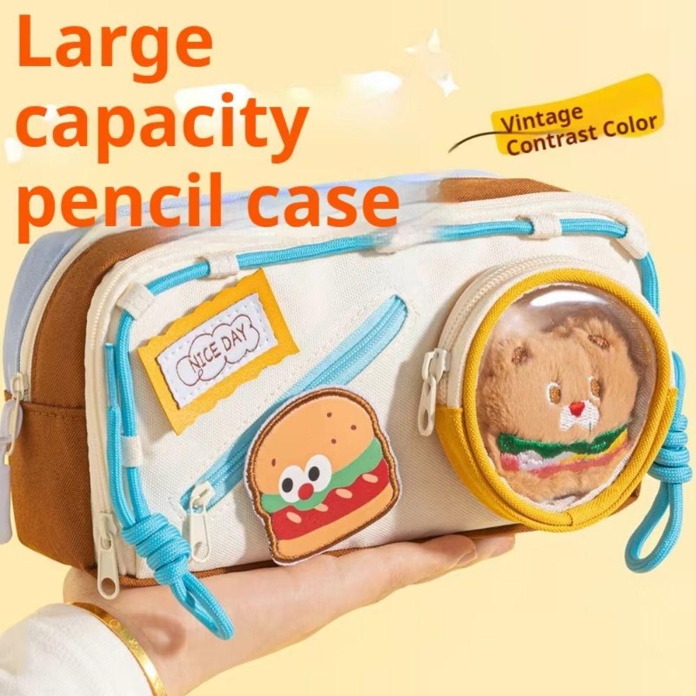 

Large Capacity Hamburger Pencil Case Delicious Food Bag Organizer Box School Cases Pouch Student Style 1