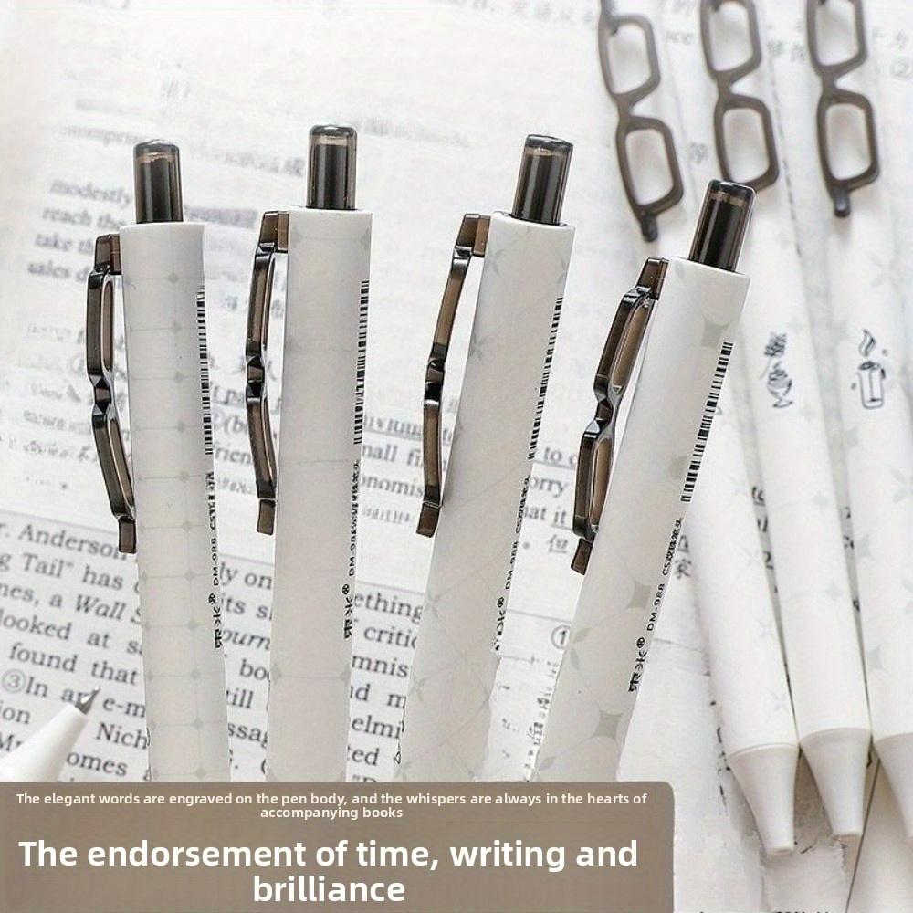 

4 шт. серия гелевых ручек с кнопочным механизмом и клипом, высококачественная студенческая ручка для тестов CS, ручка для подписи, уникальный дизайн клипа в виде очков