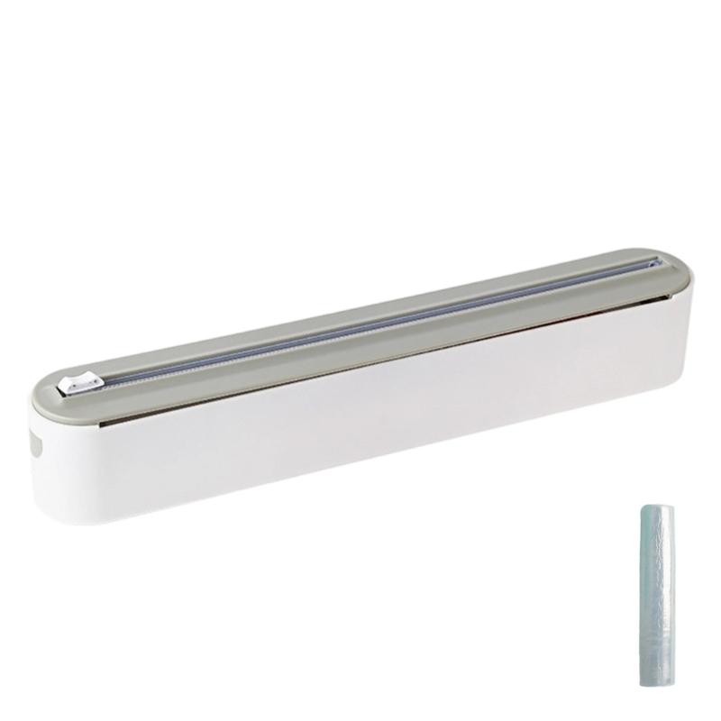 

Food Cling Film Cutter Refrigerator Magnetic Plastic Wrap Dispenser with Slide Cutter Universal Aluminum Foil Organizers сірий