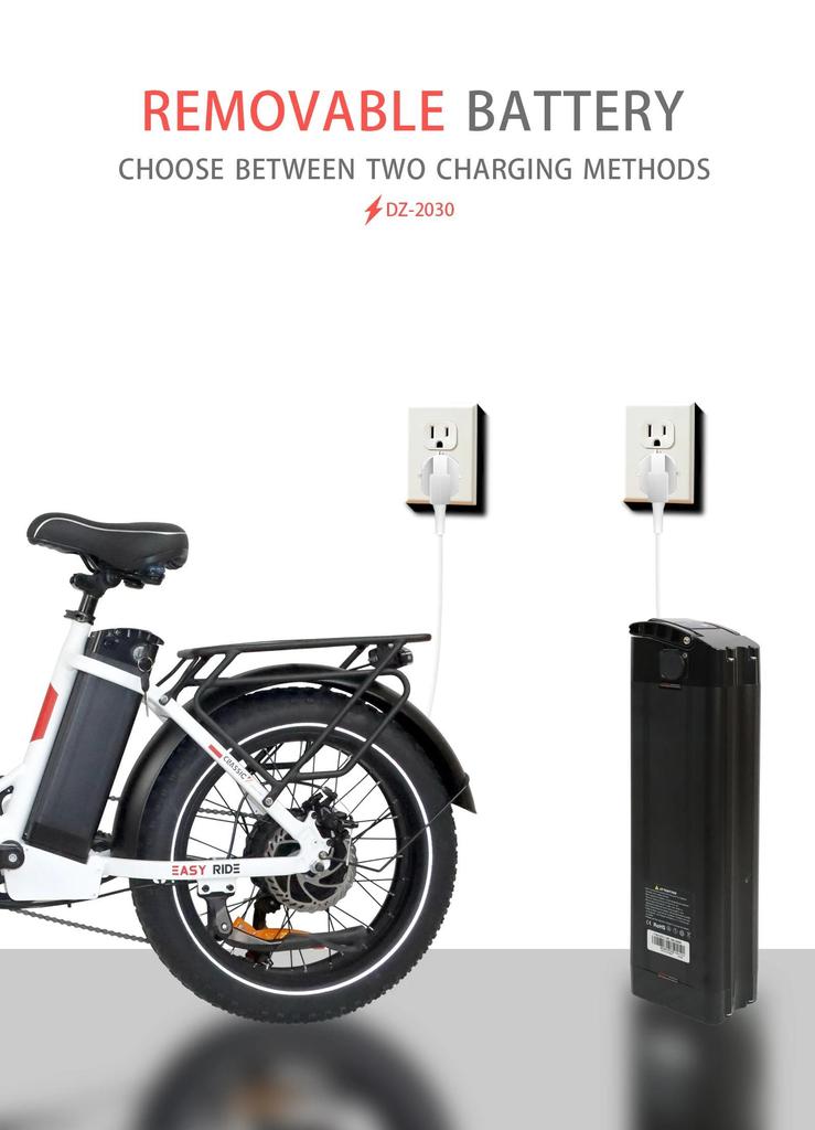 SAMEBIKE DZ2030 800W Bicicleta Elétrica de Entrega, Bateria de Lítio Removível 48V 16Ah, E-Bike com Pneu Gordo 20" x 4.0 para Adultos