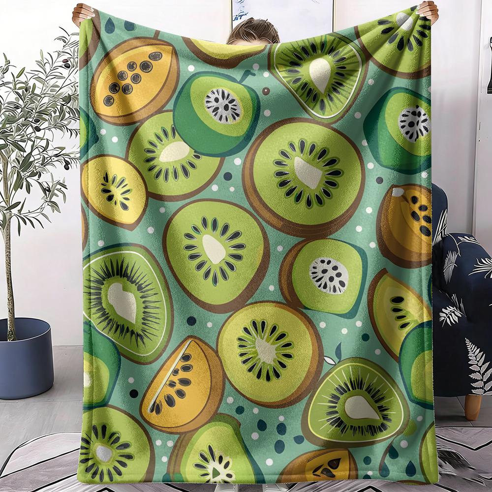 Kiwi Fruit Pattern Throw Soft Flannel AC Blanket Lightweight Summer Nap Throw Cozy  Blanket for Sofa Bed Travel Home 75x90cm