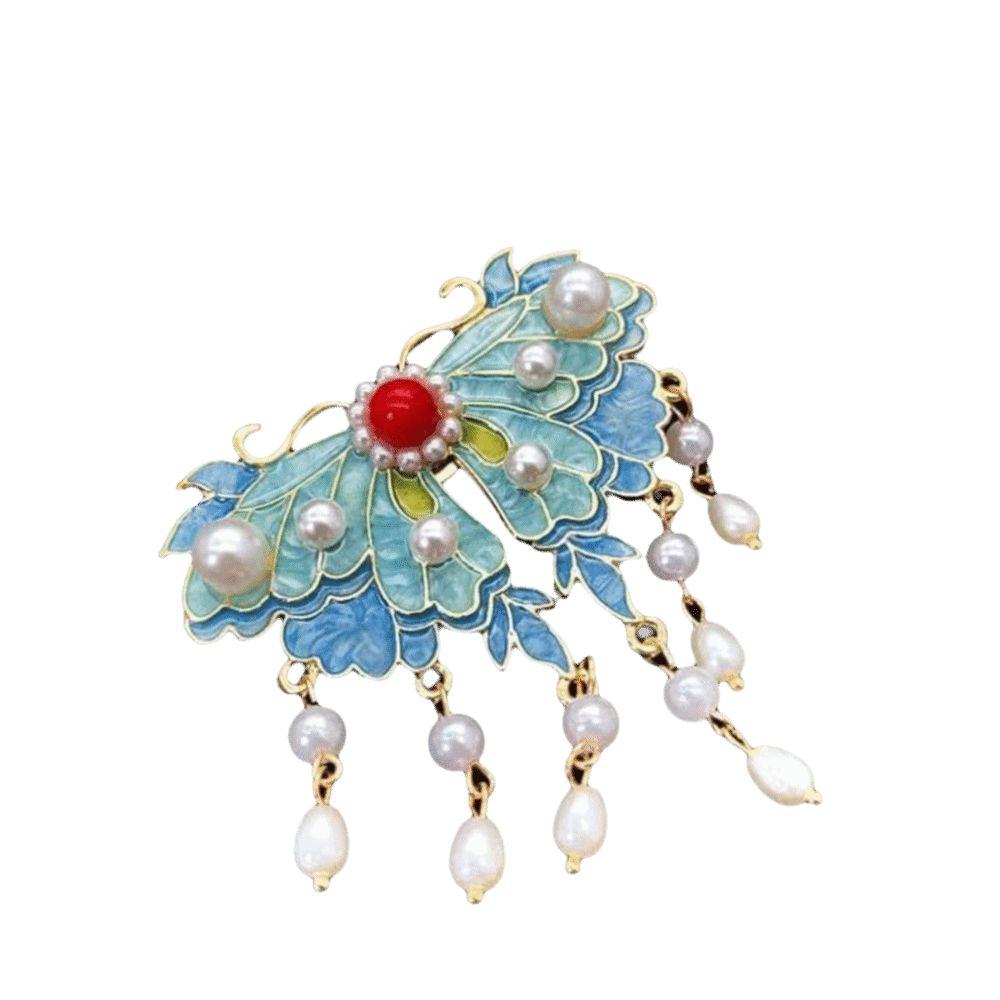 

Enamel Colored Sand Back of The Head Hair Clip Chinese Style Edge Clip Cheongsam Accessory B