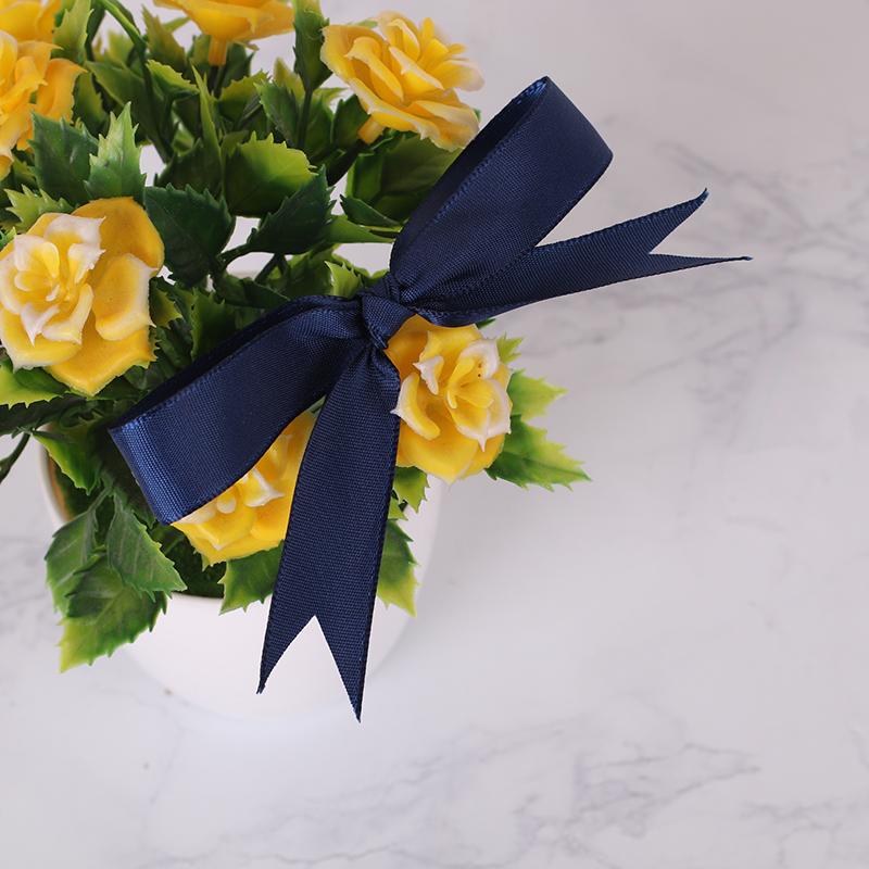 22meter/roll Navy Blue Polyester Satin Ribbon Chrismas Wedding Party Prom Decoration Cake Wrap Ribbons DIY Hair Accessories Bow