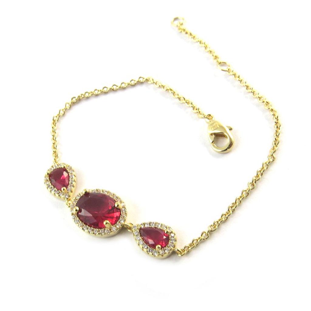 Les Trésors De Lily [N5403] - Gold Plated Bracelet 'Sissi' Ruby ​​white Gold - 38x15 Mm