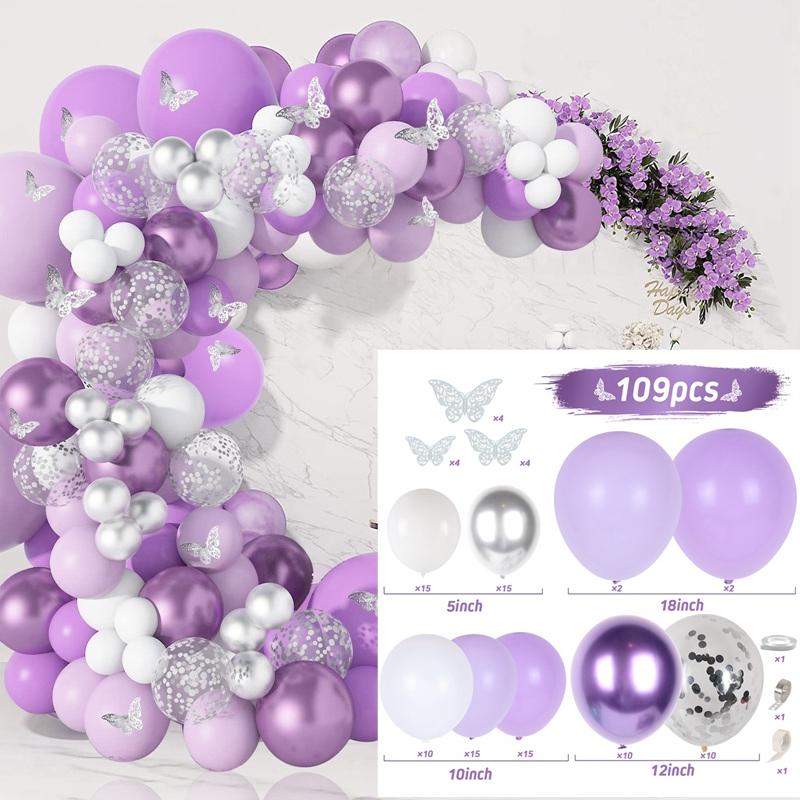 Purple Butterfly Balloons Garland Arch Kit Latex Ballon Birthday Party Decor Kids Adult Wedding Baloon Baby Shower Decor Ballon