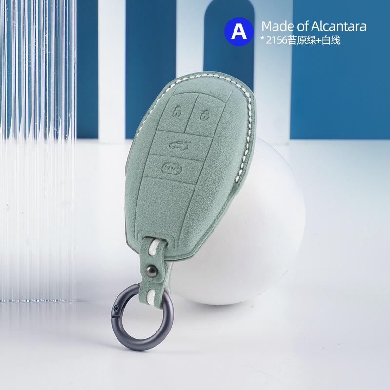 Alcantara Suede Car Key Fob Cover For Bentley Bentayga Continental Flying Spur Mulsanne Key Case Key Chains Ring Car Accessories