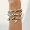 3pcs Heart Pendant Bracelets Stacked Style Irregular Beaded Bracelets for Friend Family Neighbors Gift
