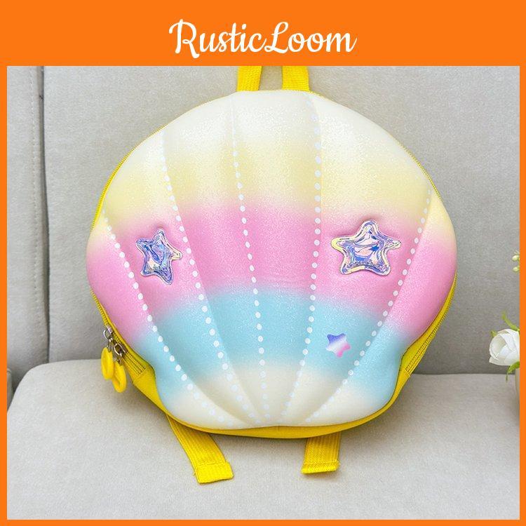 Shell Colorful Shaped Star Decoration Children Hard Shell Backpack For School
