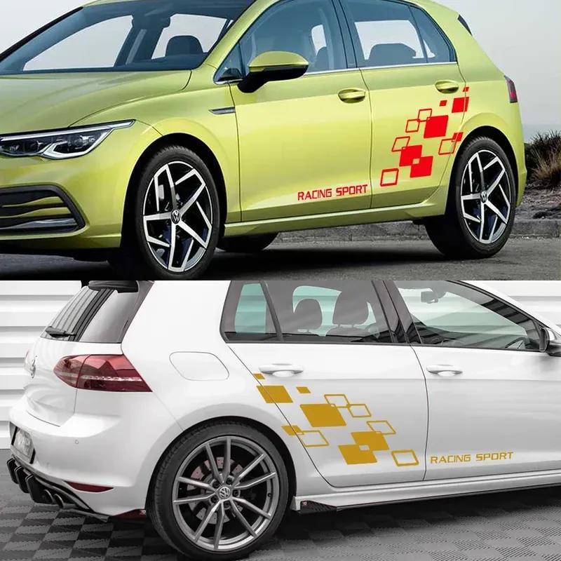 Car Racing Lattices Sticker for Volkswagen-POLO Golf CC GTI-R LINE-R WRC-TSI Auto Body Side Door Decor Vinyl Decal DIY Sticker