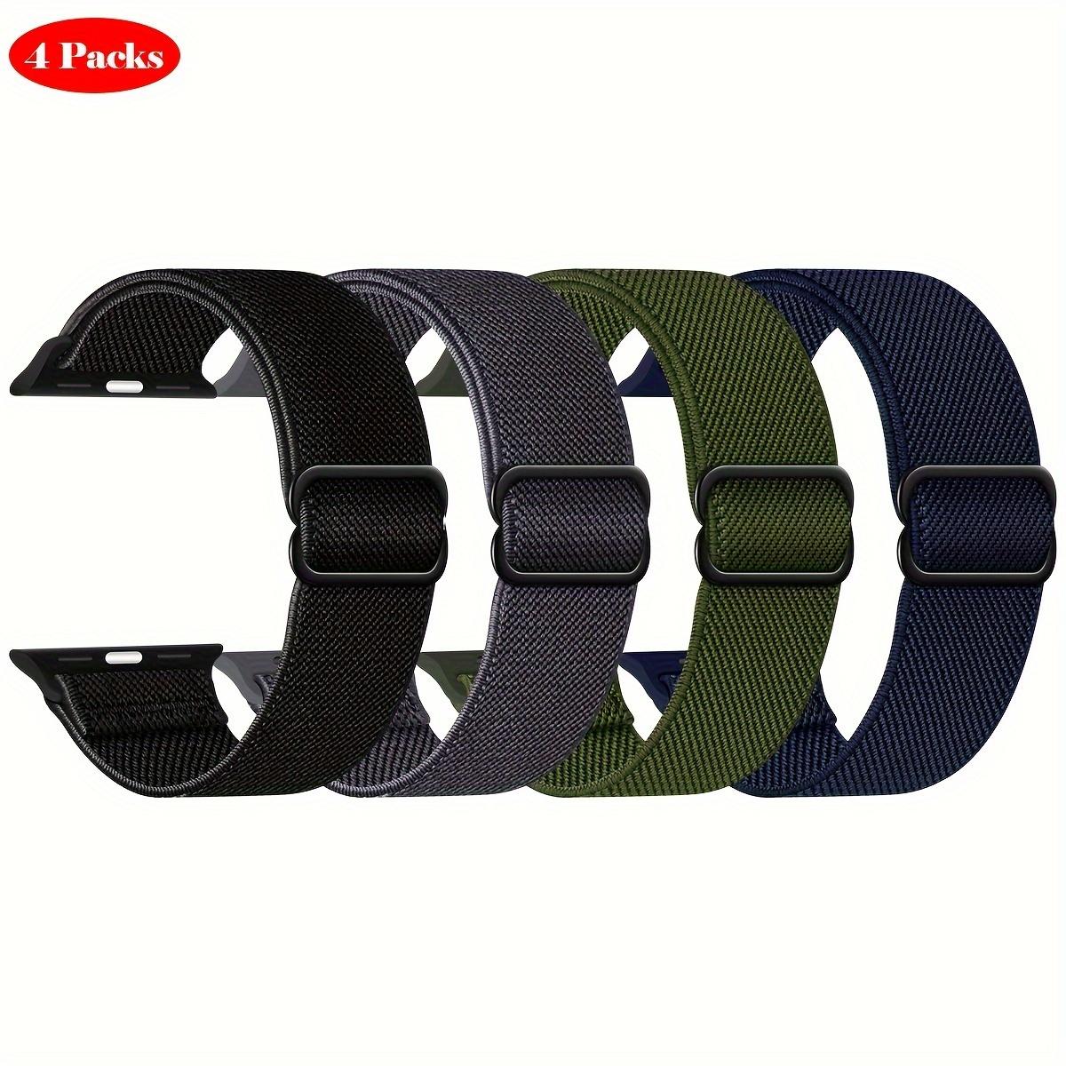 

4 упаковки еластичної петлі Solo Loop, сумісної з ремінцем IWatch, браслети з м’яким нейлоновим еластичним плетеним ремінцем для серії IWatch Ultra 9/8/7/6/5/4/3/2/1/SE 42/44/45/49MM-4pcs синій