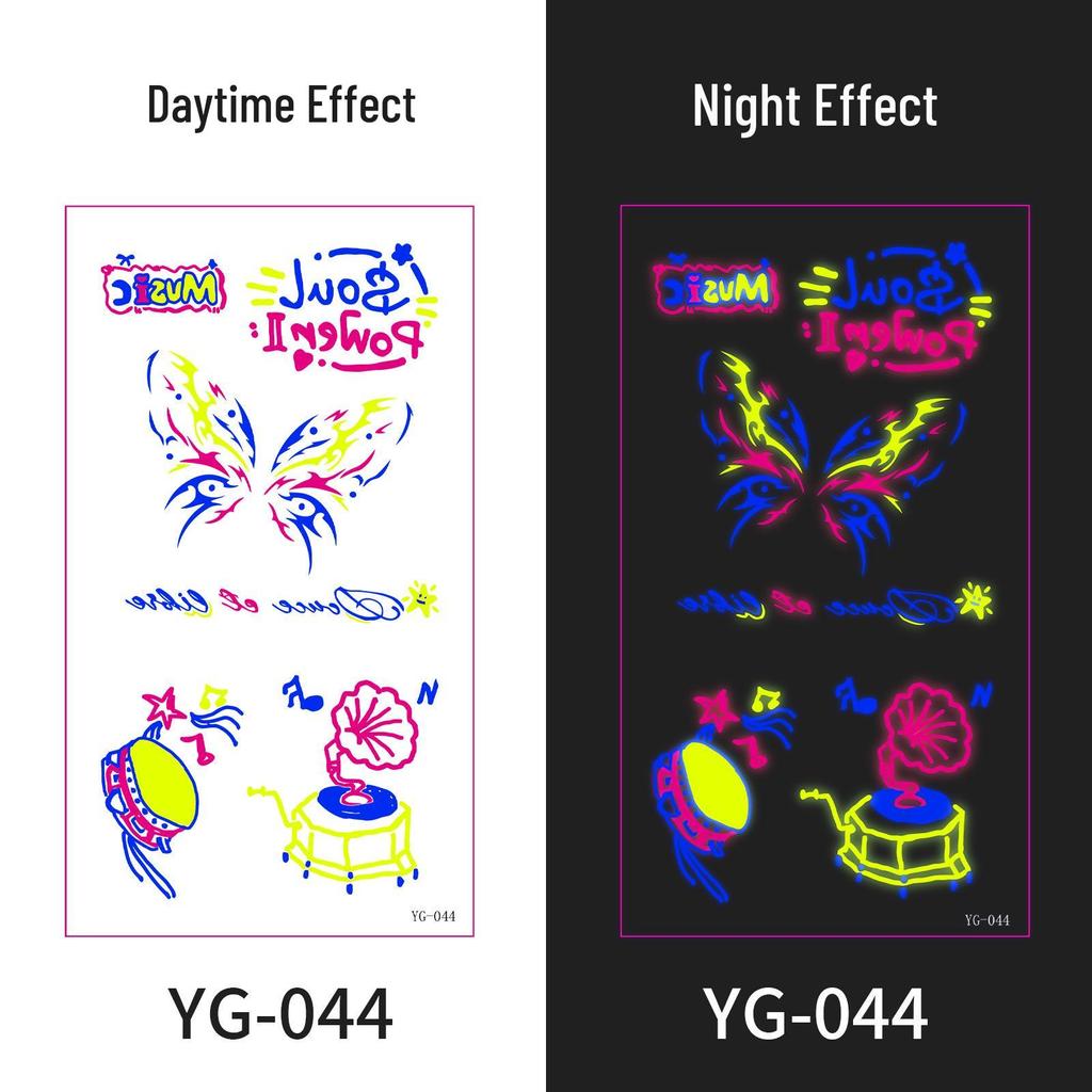 Neon Glow Music Festival Tattoo Stickers: Bright Fluorescent Designs for Concerts and Parties