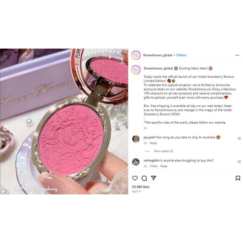Flower Knows - Violet Strawberry Rococo Embossed Blush - G02