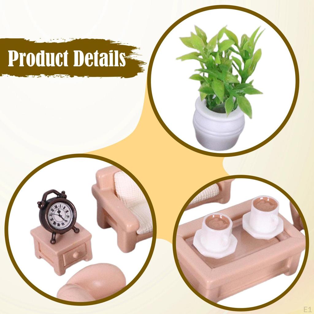 Dollhouse Furniture Set Hobby Crafts,Pretend Play Toy,Miniature Sofa Tea Table Toys for Girls